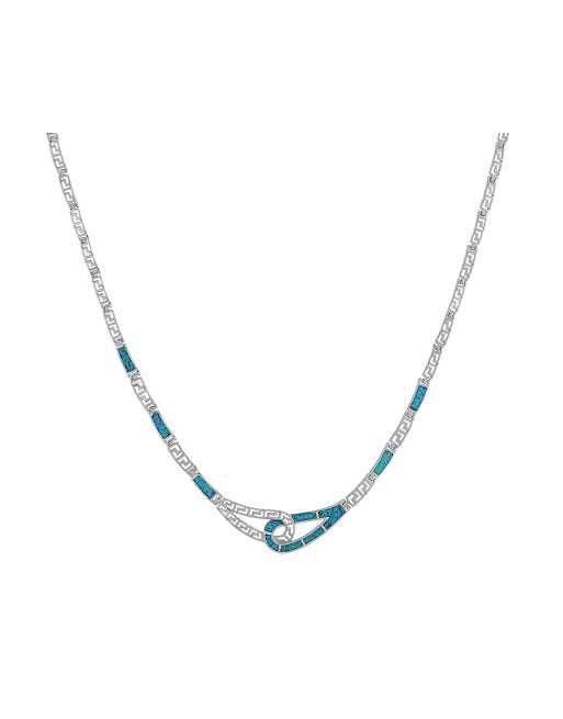 Iris - Opal halskæde med blå opal sten, 925 Sterling sølv & rhodium belægning